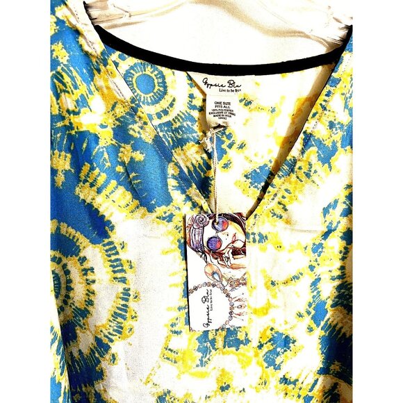 Gypsieblu Caftan Kaftan Maxi Long Boho  Dress -One Size  Kimono Slvs  V-Neck NWT - Picture 5 of 10